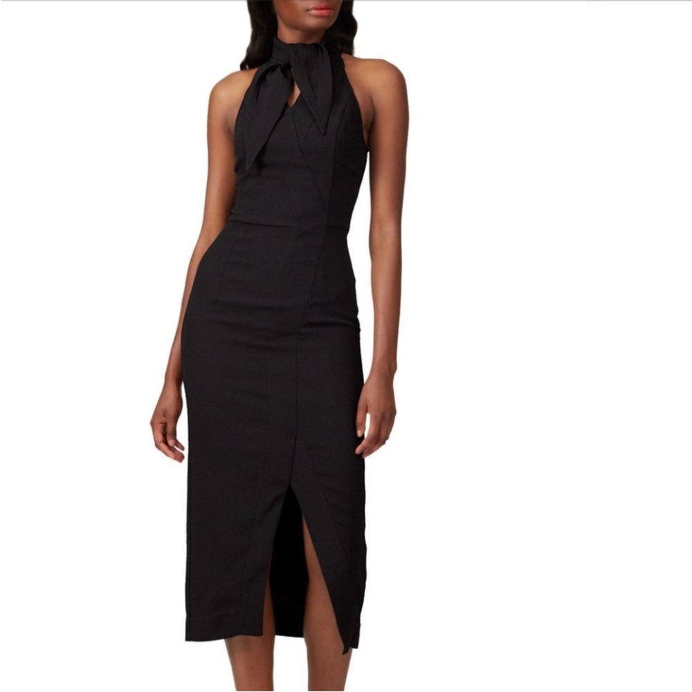 C/MEO COLLECTIVE Chapter One Black High neck Halter Dress Size L